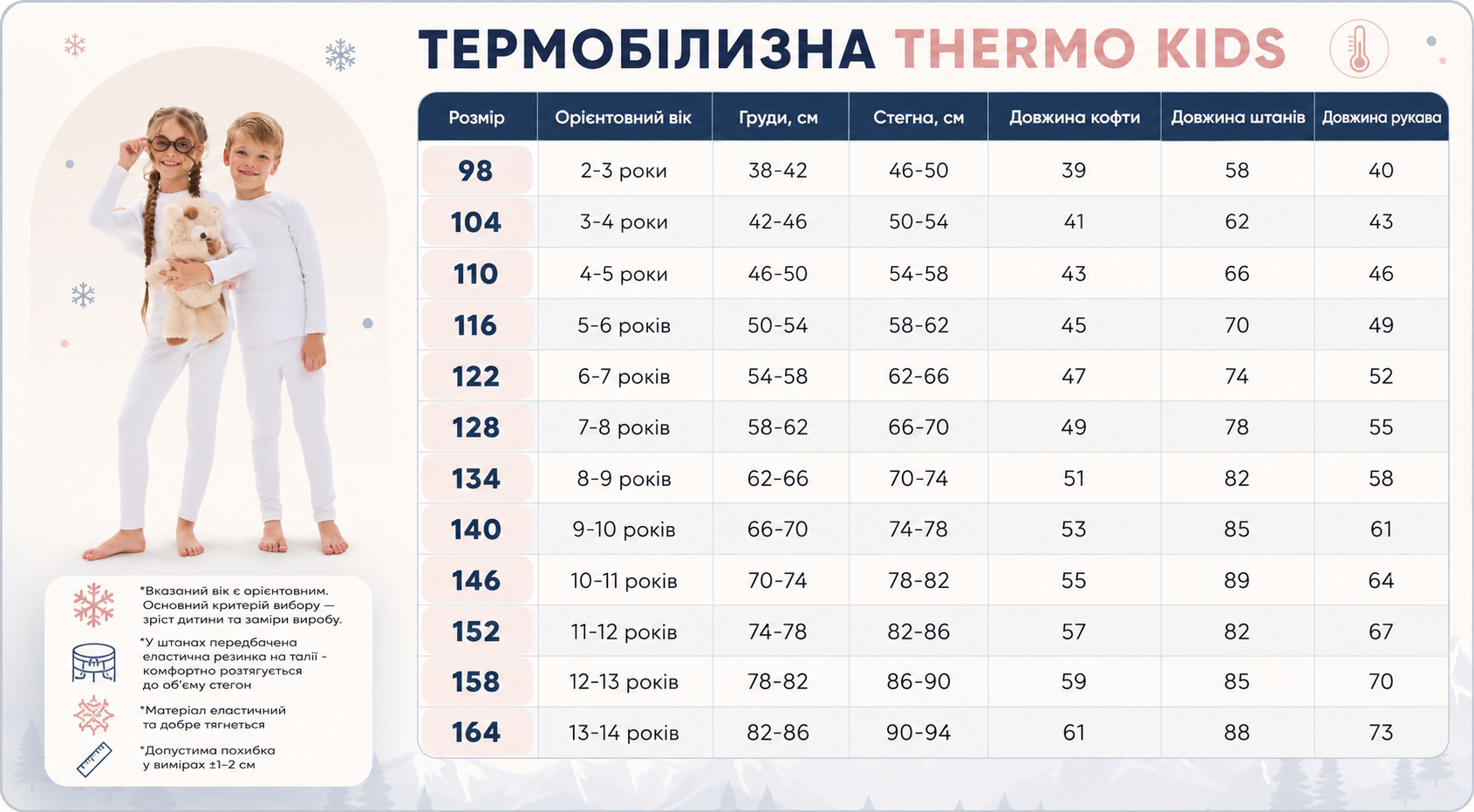 Розмірна сітка дитяча Thermo Kids
